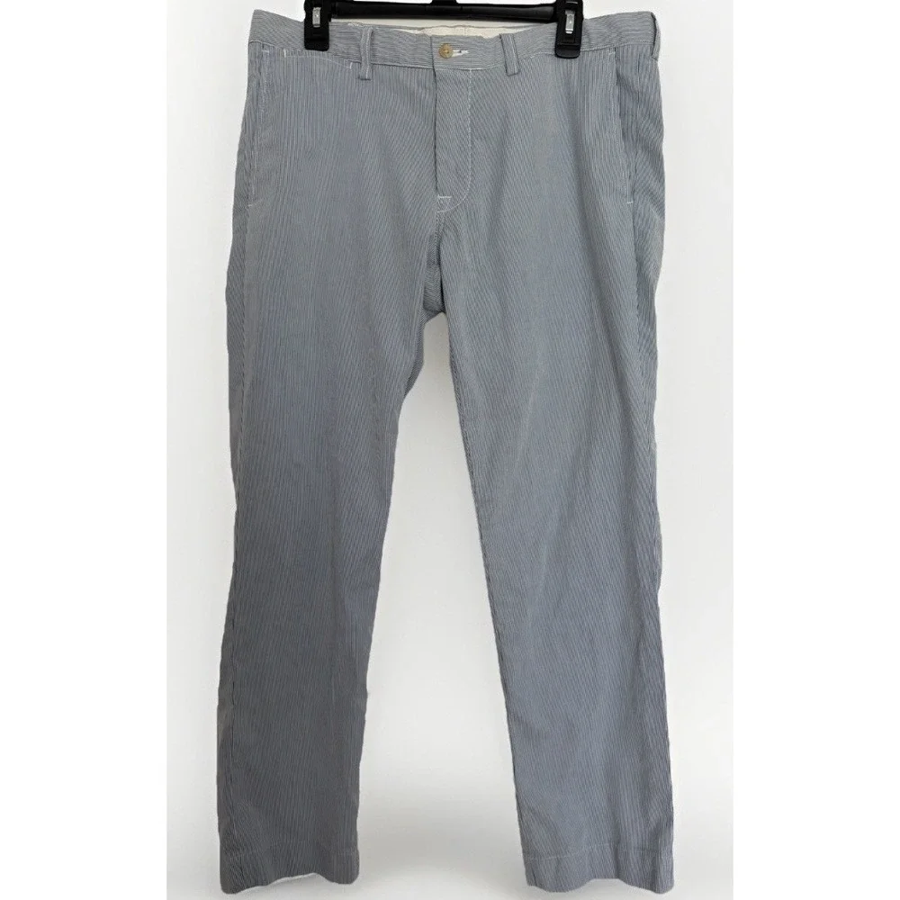 Polo Ralph‎ Lauren Men's 35x30 Slim Fit Chino Pants Blue White Pinstripe Preppy